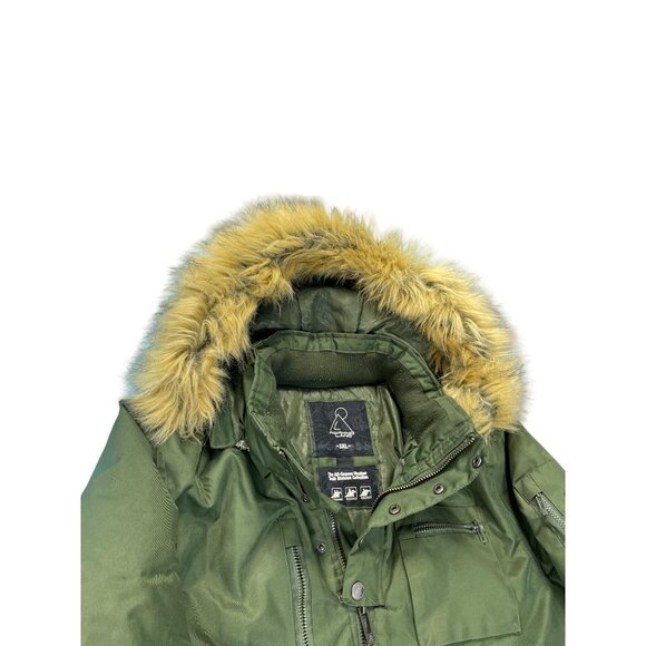 AWAKND LAND 3XL Mens Green Parka Faux Fur Hood WINTER COAT SIZE 3XL SKU 9294 - Picture 5 of 16